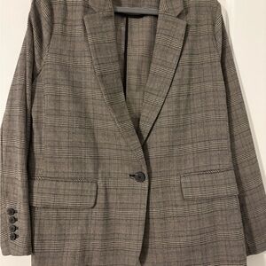 ANA Women's Gray Plaid Blazer